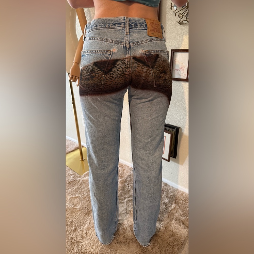 Vintage Levi 501 Rare Python Jeans - See Measurement Photos - Picture 4 of 16